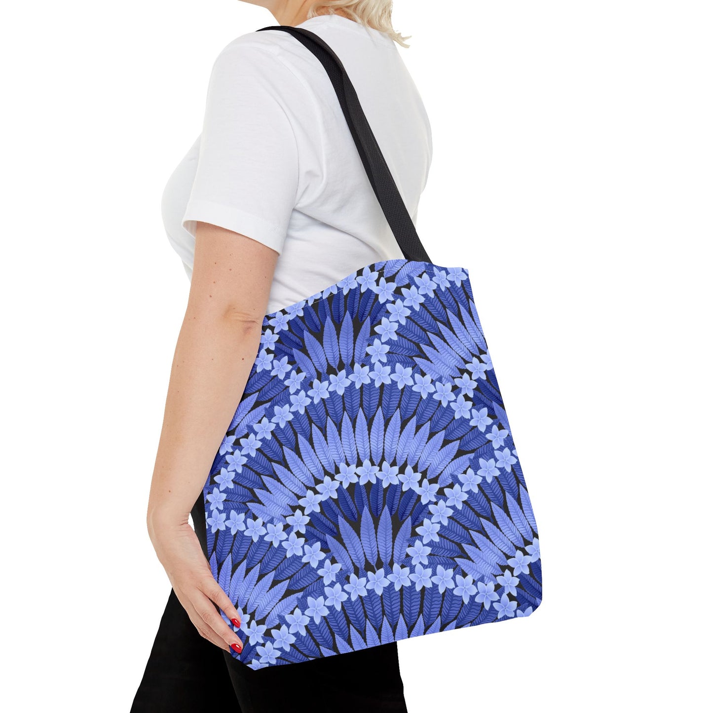 Plumeria and Palms Blue Tote Bag - 3 Sizes