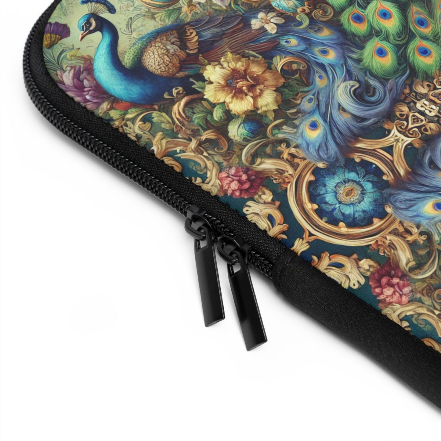 Tropical Laptop Sleeve, 5 Sizes - Perfect for Beach Lovers & Students / Kaleido Peacock Royals