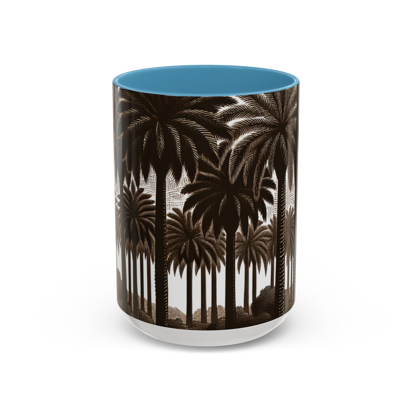 Accent Coffee Mug (11, 15oz) - Woodcut Palm Grove