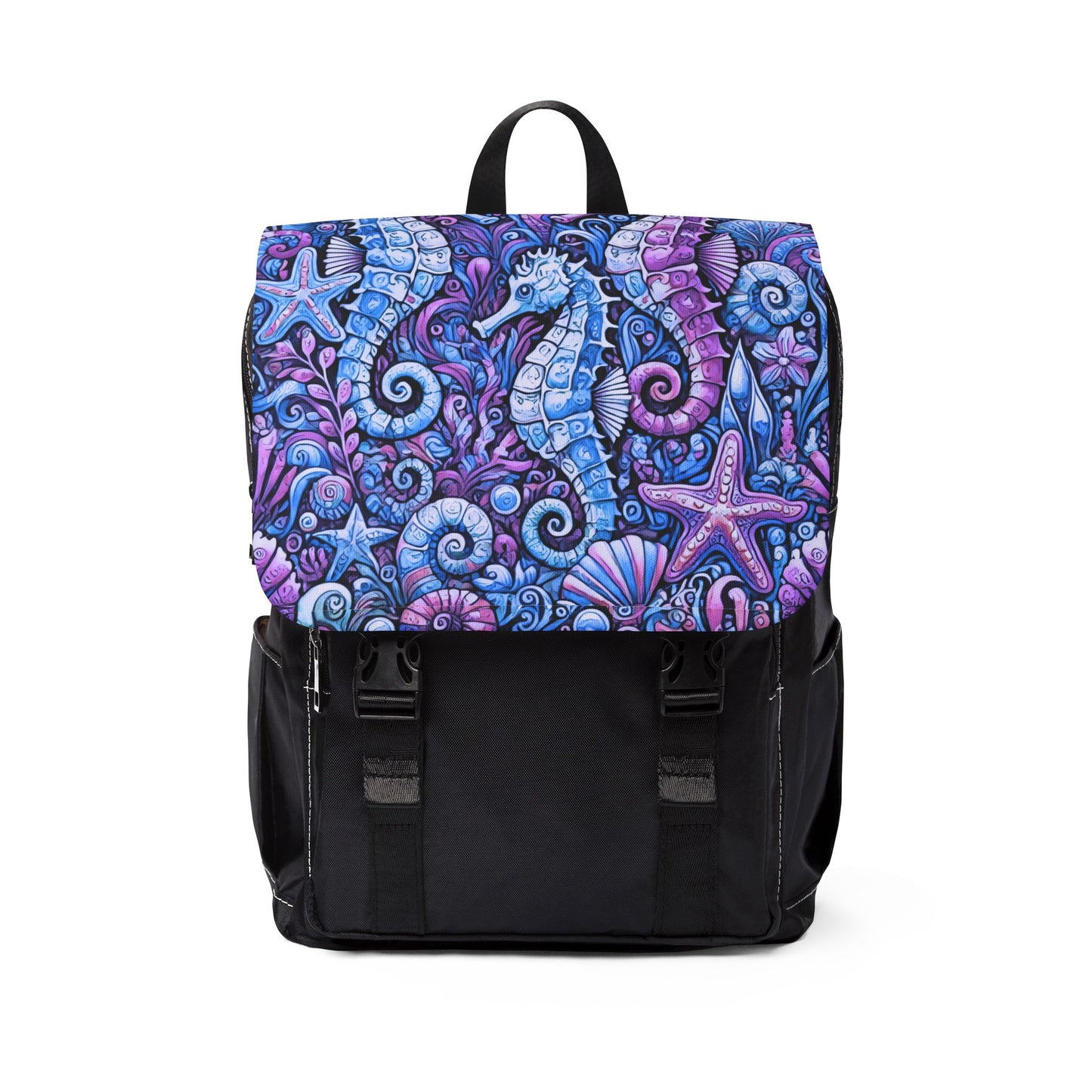 Seahorses Blue Casual Backpack - Perfect for Everyday Adventures