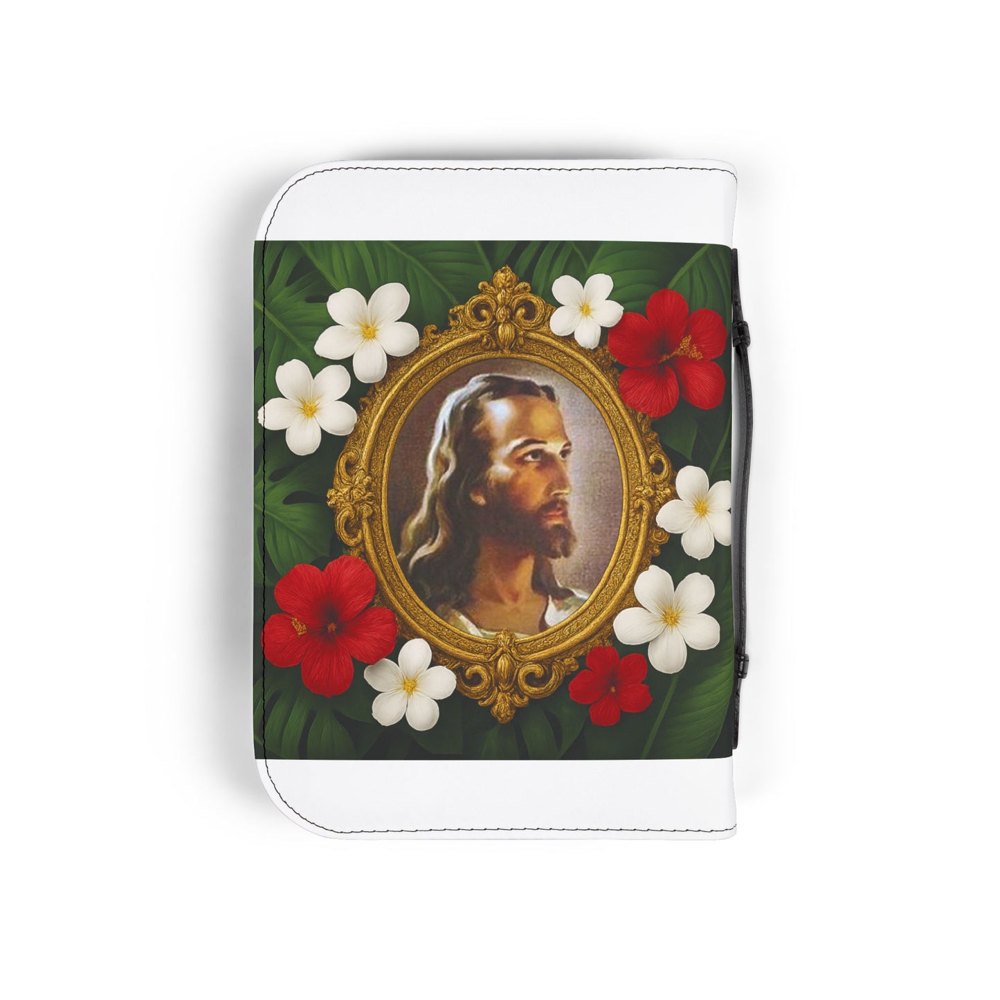 Tropical Jesus Bible Cover, White / Floral Bible Cover Protector, Christian Church Accessories
