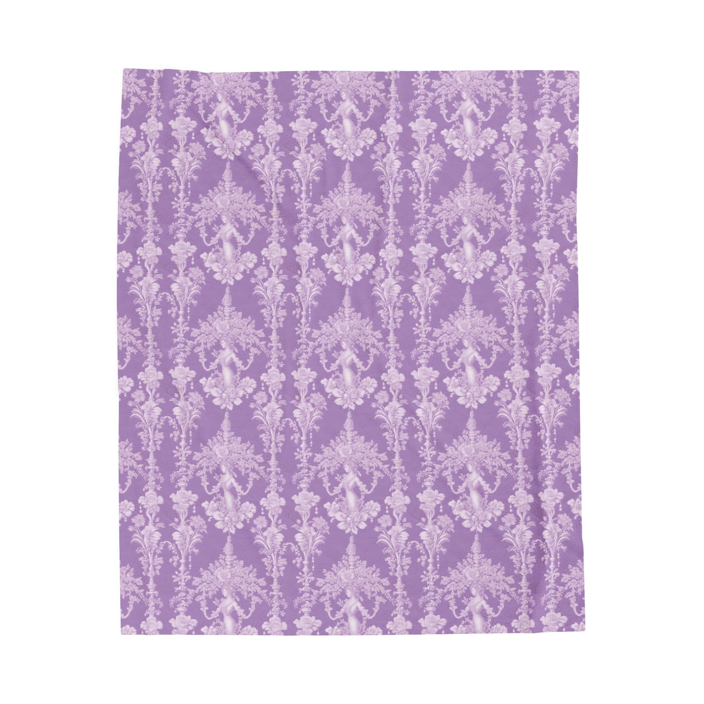 Tropical Pearl Lady Toile/Purple Velveteen Plush Blanket - Cozy Home Decor for Coastal Lovers