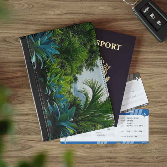 Tropical Passport Cover, Faux Leather - RFID blocking for travel security / Scenic Overlook