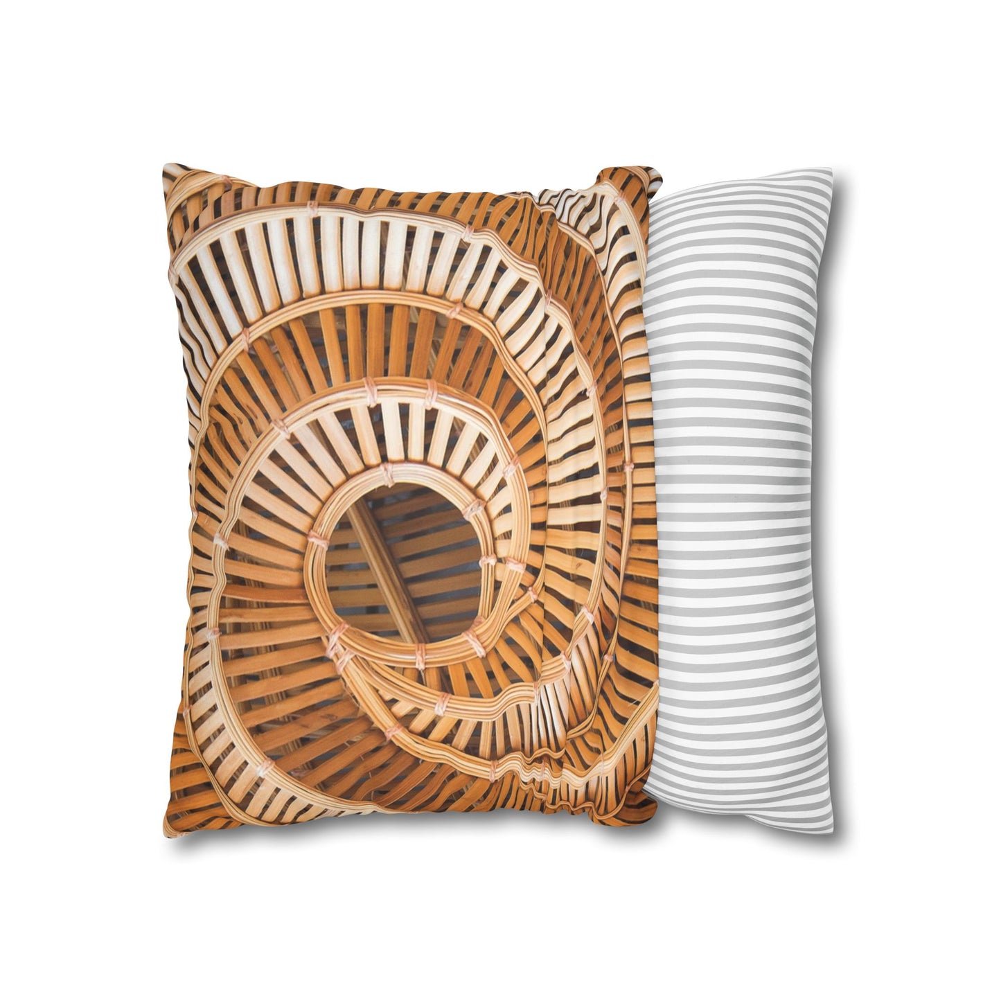 Faux Suede Square Pillowcase - Natural Bamboo Spiral