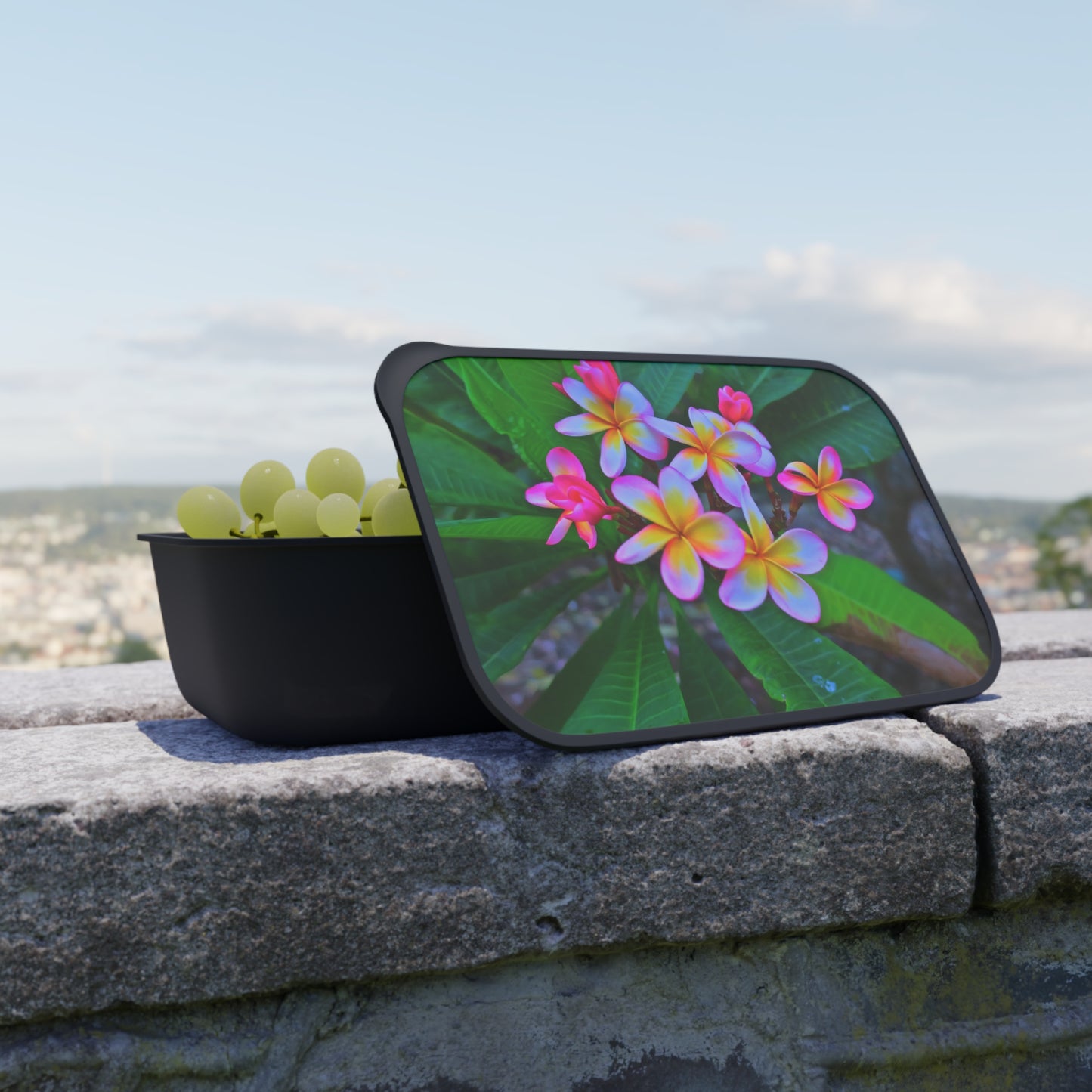 Bento Box with Utensils -Hawaiian Flowers