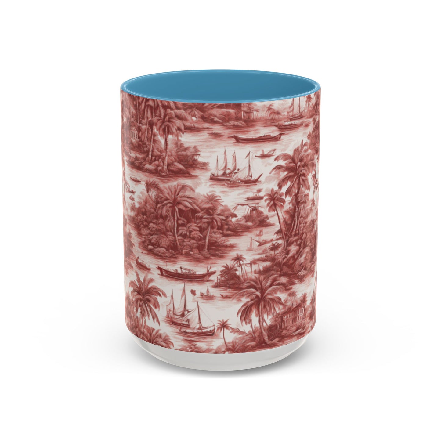 Accent Coffee Mug (11, 15oz), 8 Colors - Tropical Toile #1, russet