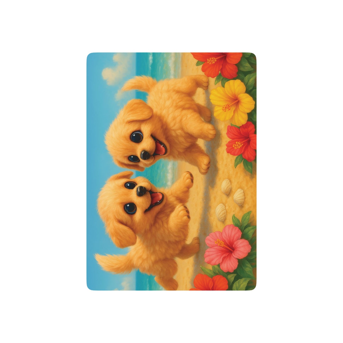 Poker Playing Cards - Two Puppies on Beach
