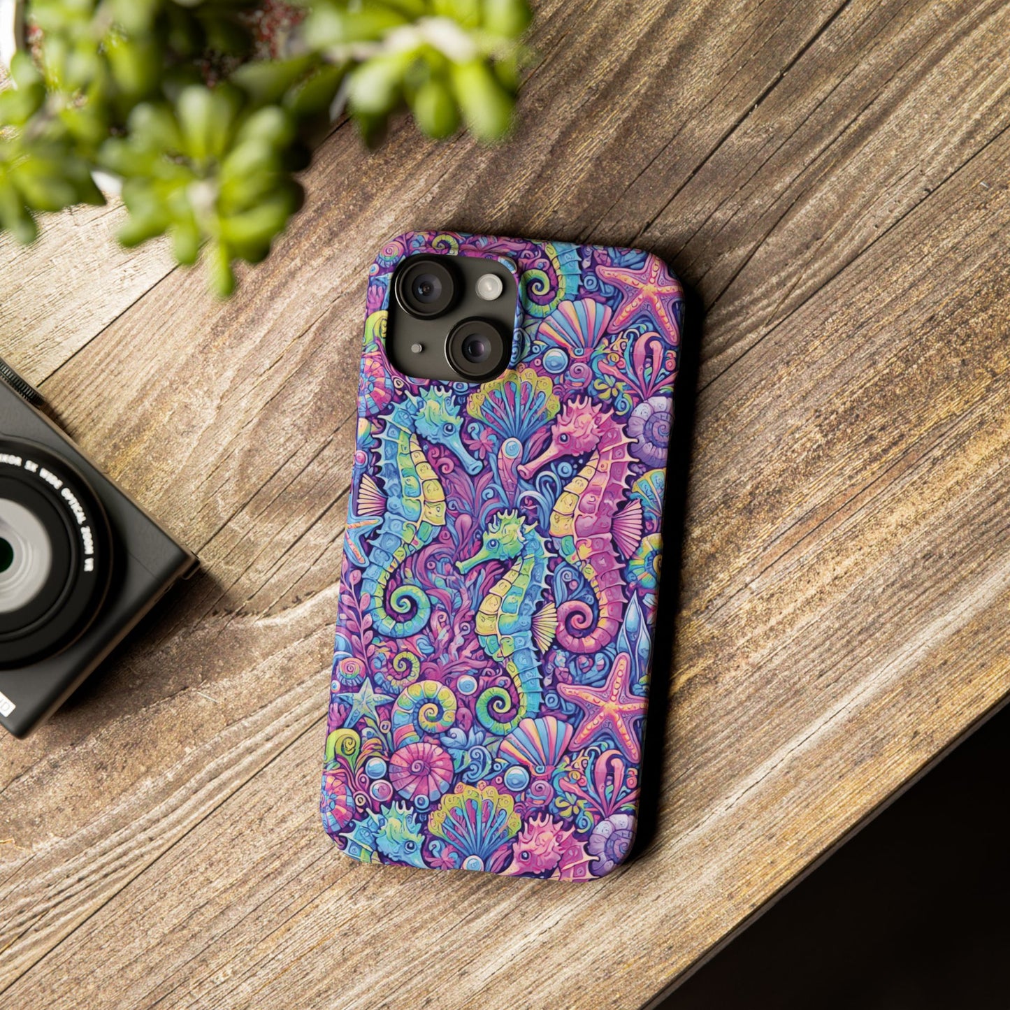 Slim Phone Cases - Seahorses, Fantasy POP