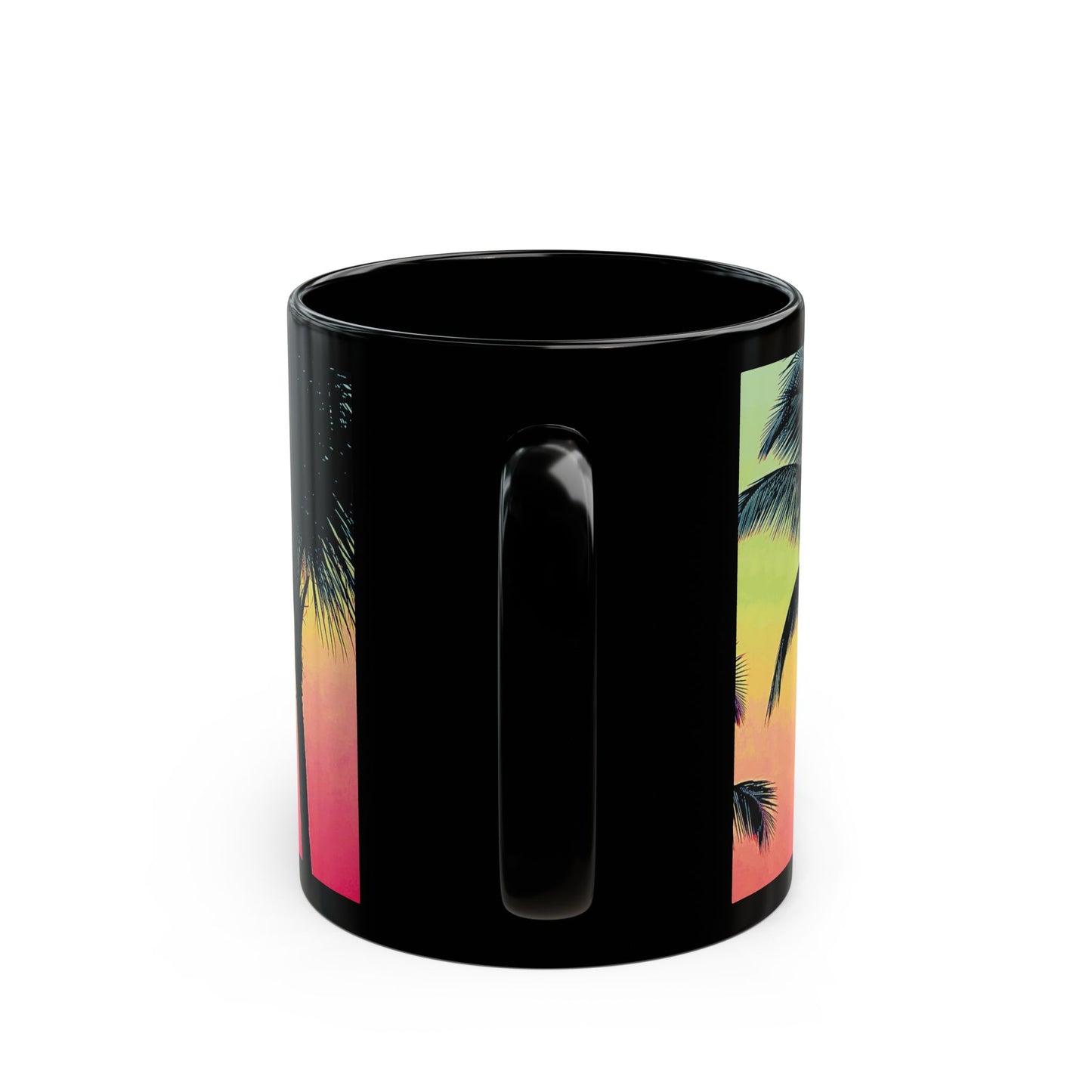 Black Coffee Mug - Palm Glow, Sangria