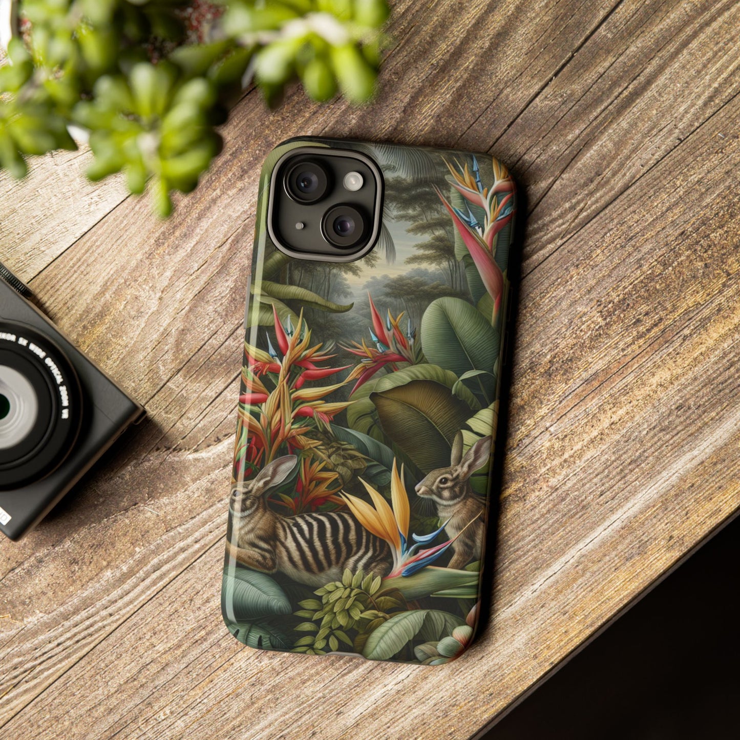 Rainforest Rabbit Outing Phone Case - Tough Cases with Summer Vibe