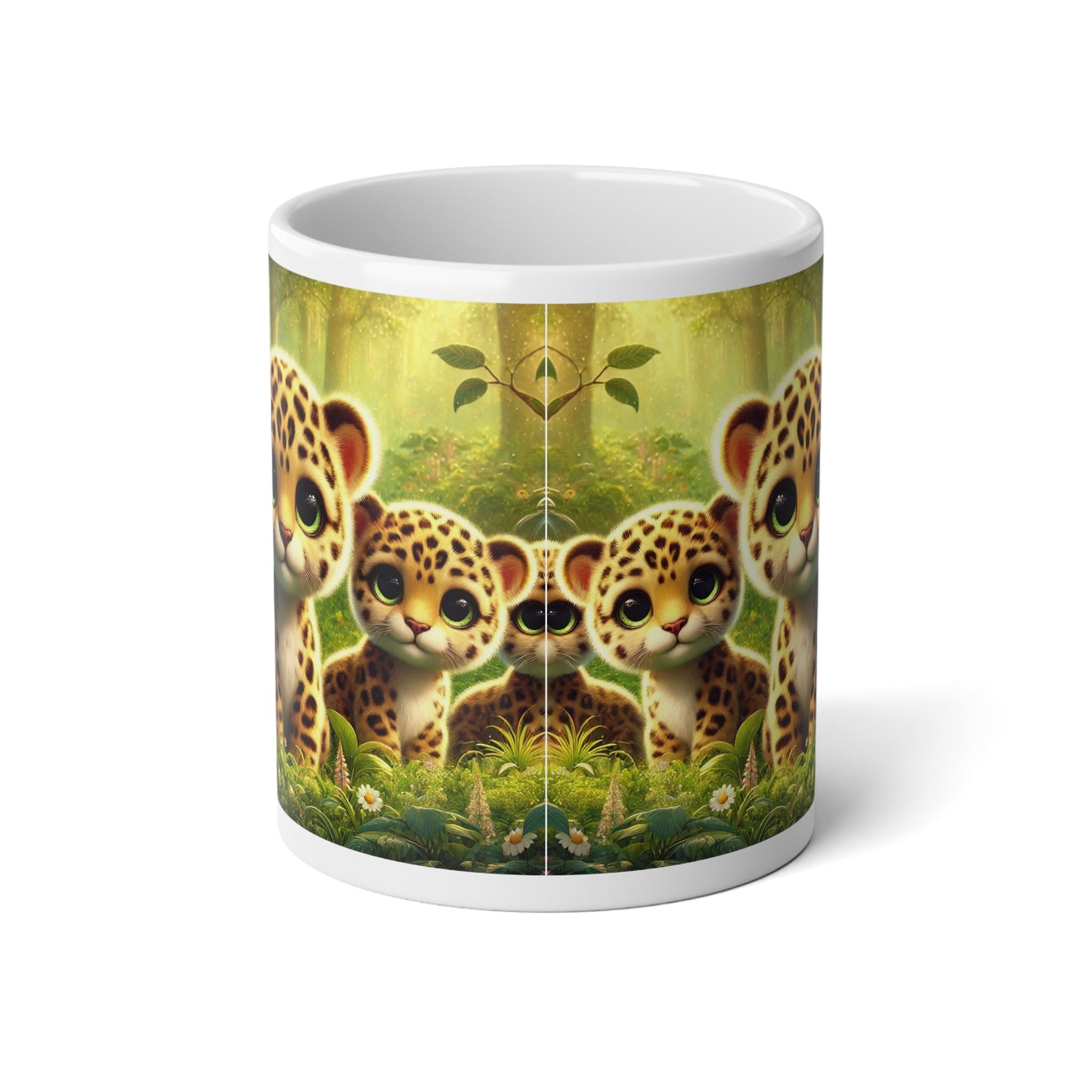 Jumbo Mug, 20oz, Rainforest Baby Jaguars | Tropical Coffee Cup