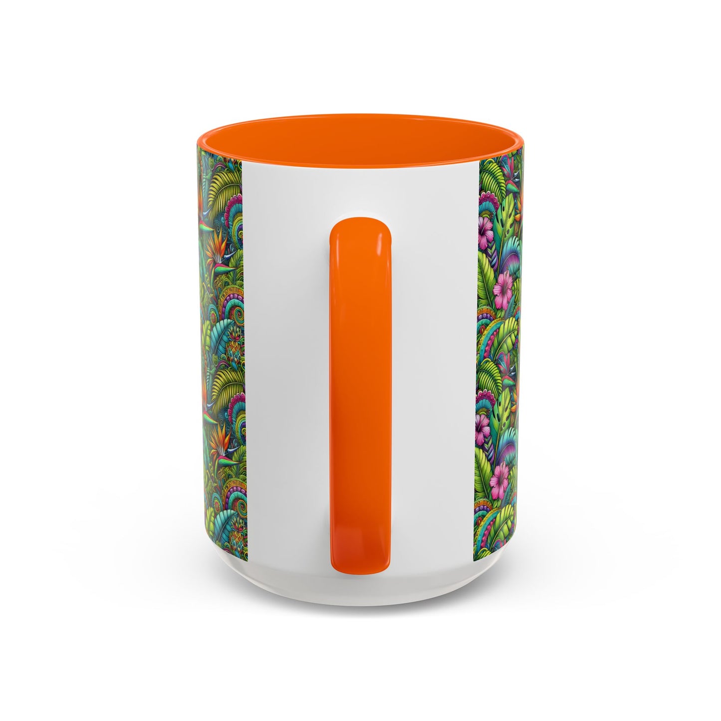 Accent Color Coffee Mug (11, 15oz), Rainforest Blooms, Various Colors