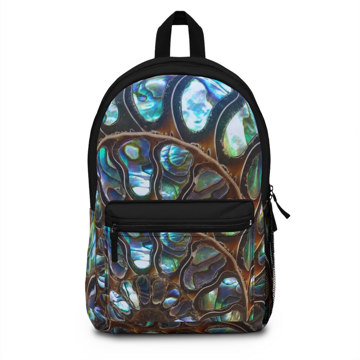 Tropical Backpack  / Ammonite and Abalone, Black
