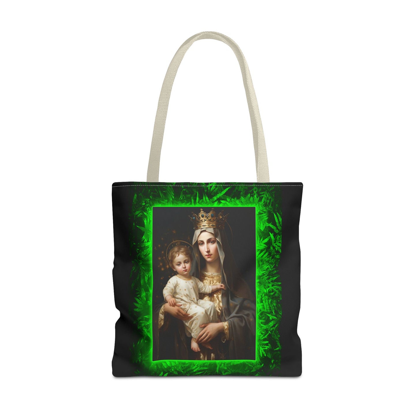 Religious Our Lady of Mt. Carmel Tropical Glow Tote Bag - 3 Sizes