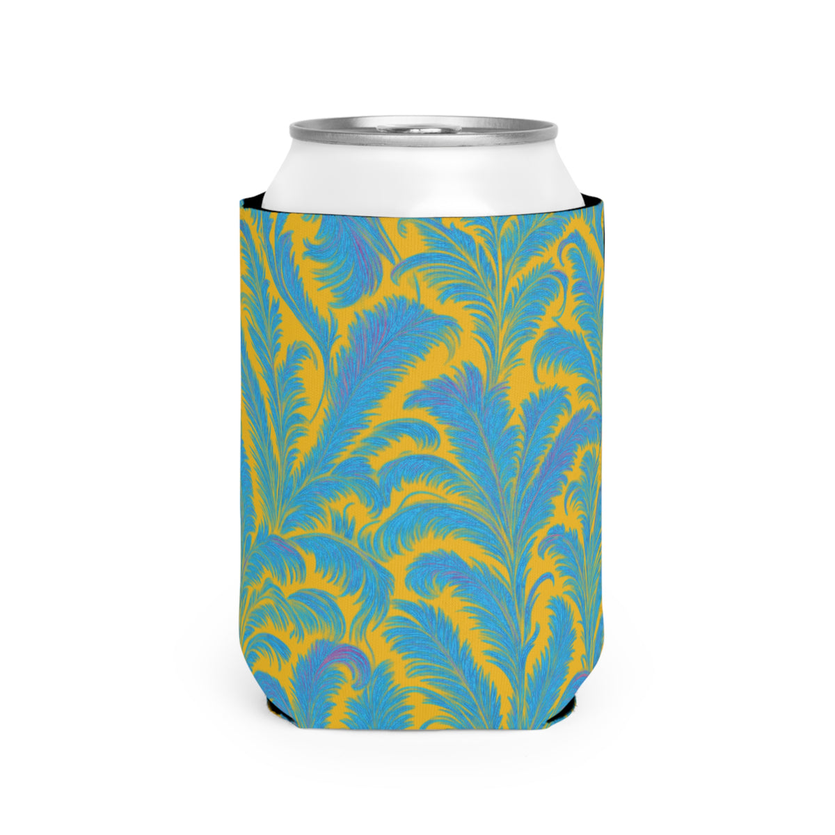 Rocco Blues/Yellow Can Cooler Sleeve - Perfect for Outdoor Picnics