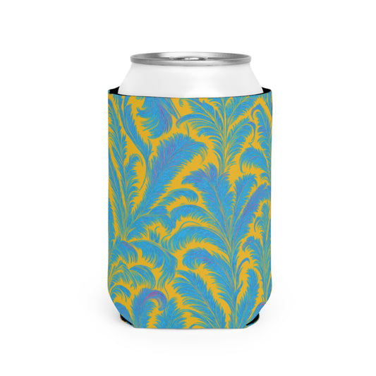 Rocco Blues/Yellow Can Cooler Sleeve - Perfect for Outdoor Picnics