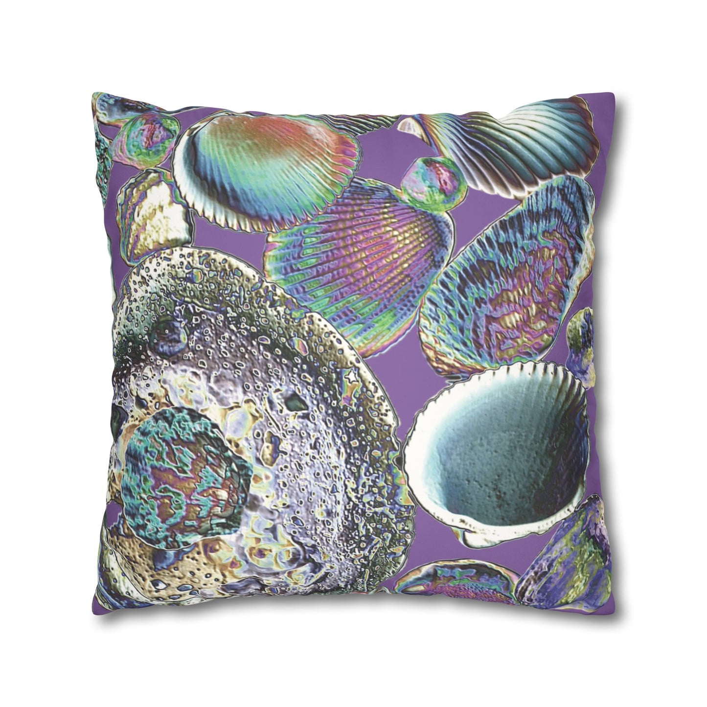 Faux Suede Square Pillowcase - Heatwave Seashell Collection, Light Purple