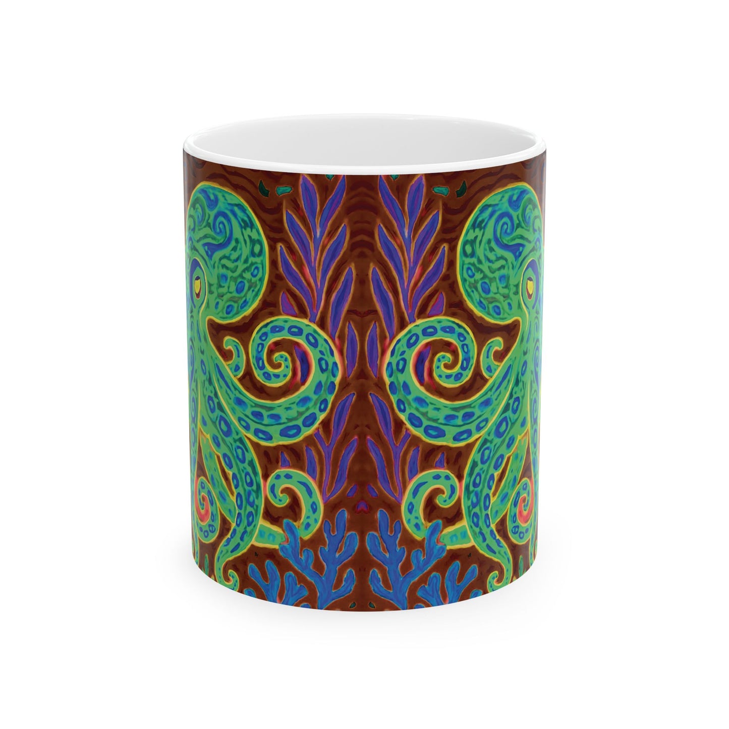 Ceramic White Mug - 11oz & 15oz, Gamma Octopus Kraken Joe