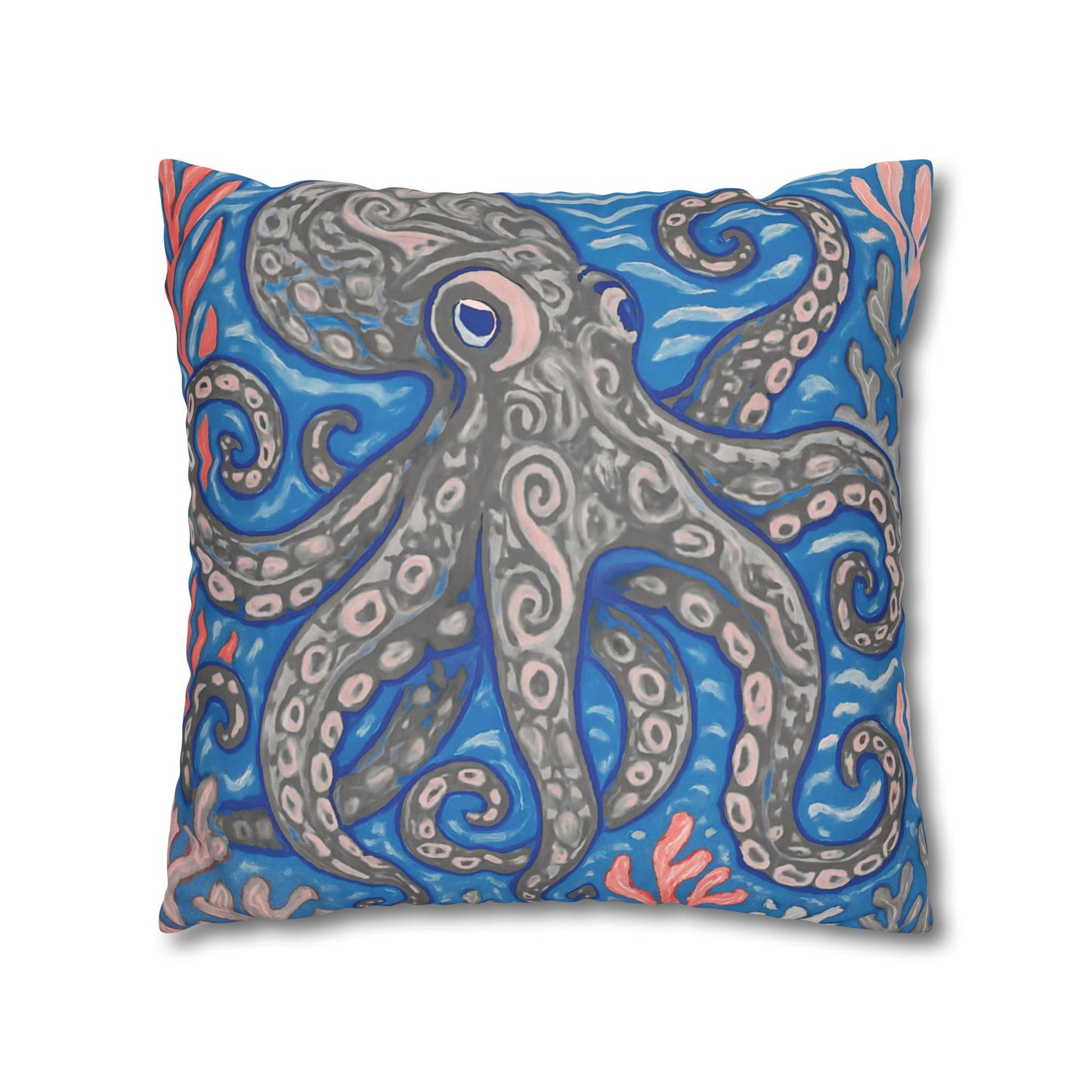 Faux Suede Square Pillowcase - Slate Kraken Joe