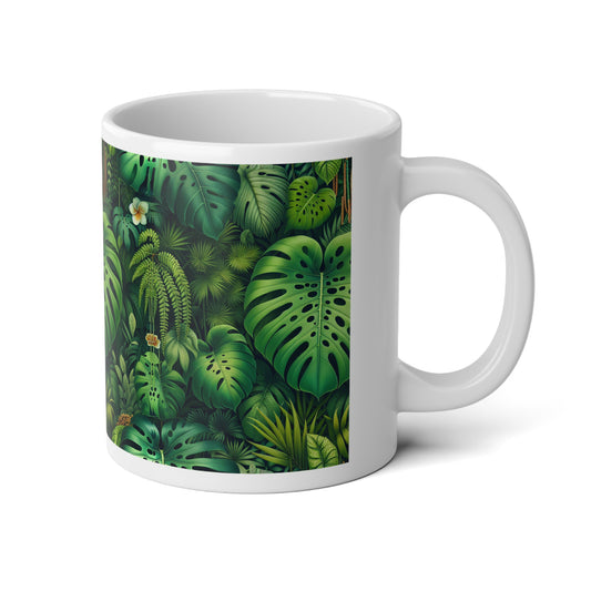 Jumbo Mug, 20oz, Rainforest Greenery | Tropical Coffee Cup, Gift for Plant Lovers
