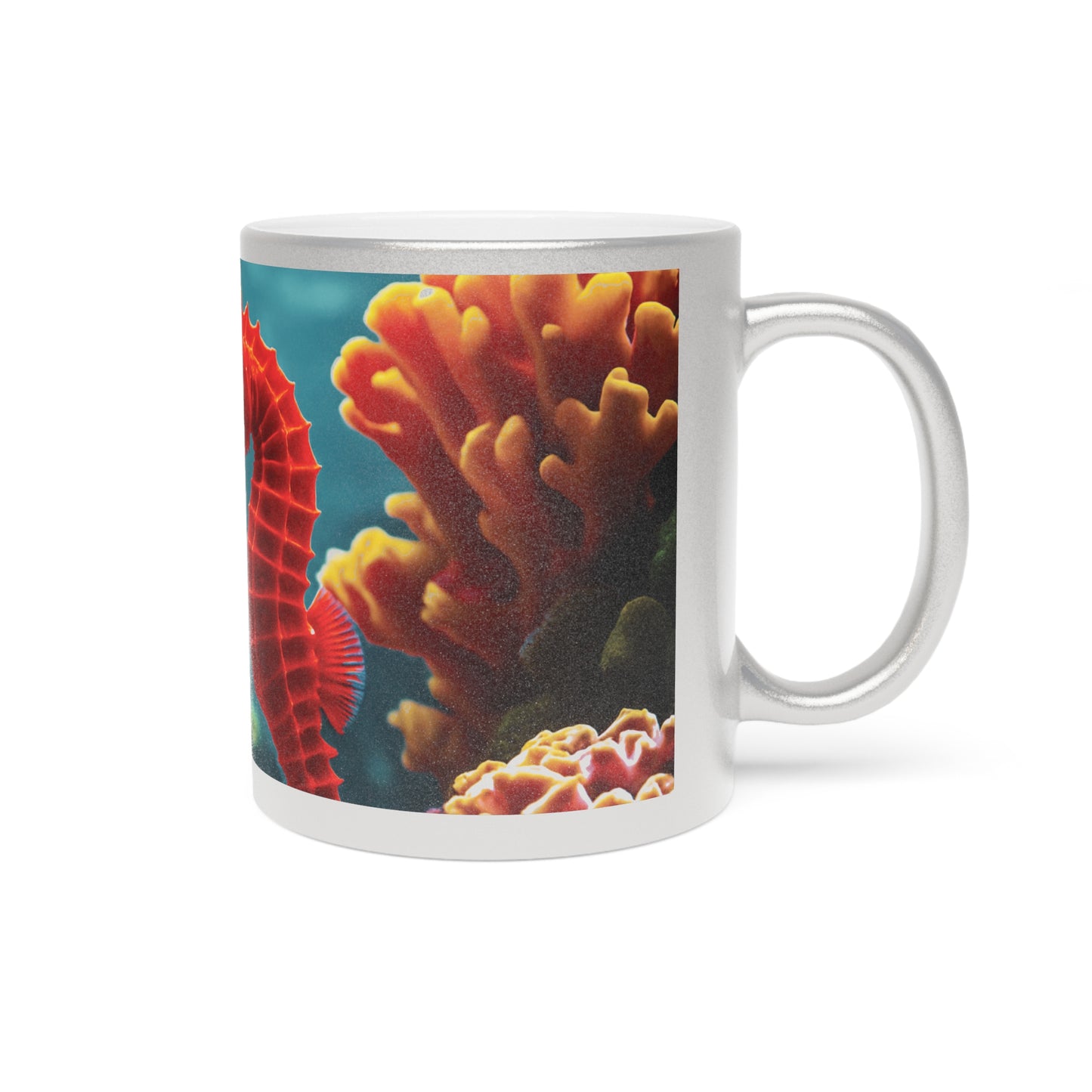 Tropical Metallic Mug — Seahorses in Love