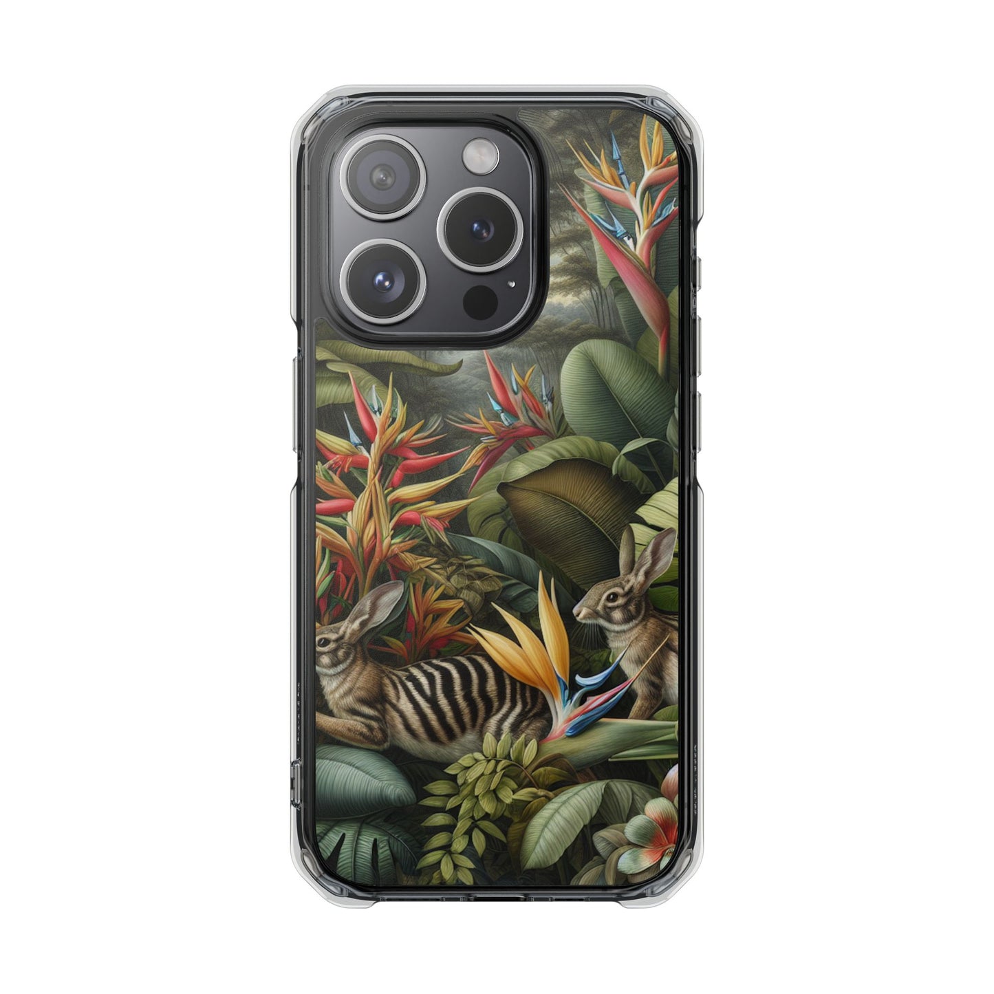 Rainforest Rabbit Outing Magnetic Clear Phone Case, Many Models