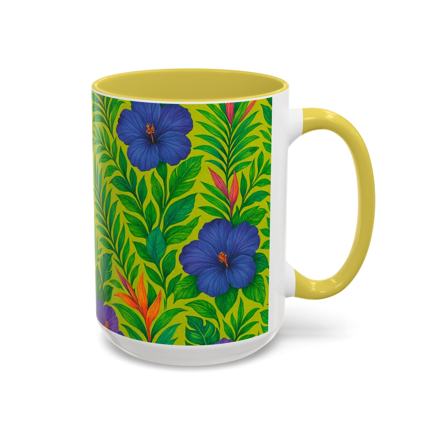 Vibrant Floral Coffee Mug - 11oz & 15oz / Midnight Flower Lime
