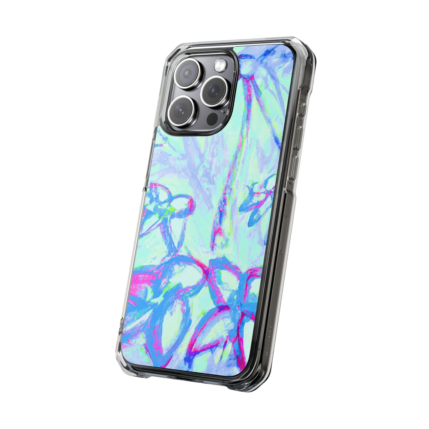 Tropical Doodles/Blue Magnetic Clear Phone Case, Many Models