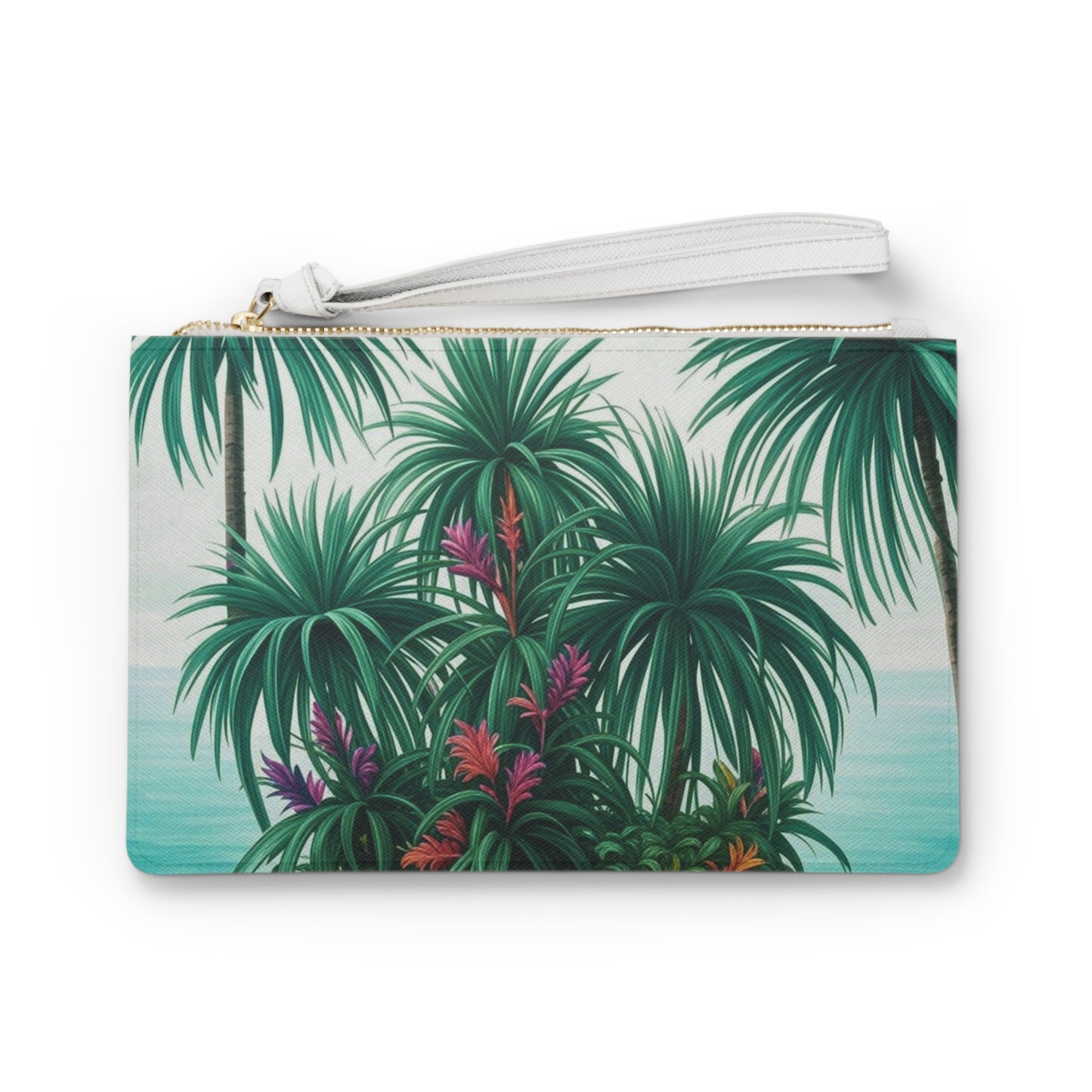 Tropical Faux Leather Clutch Bag - Perfect for Beach Adventures & Summer Vacations / Tiny Palm Island