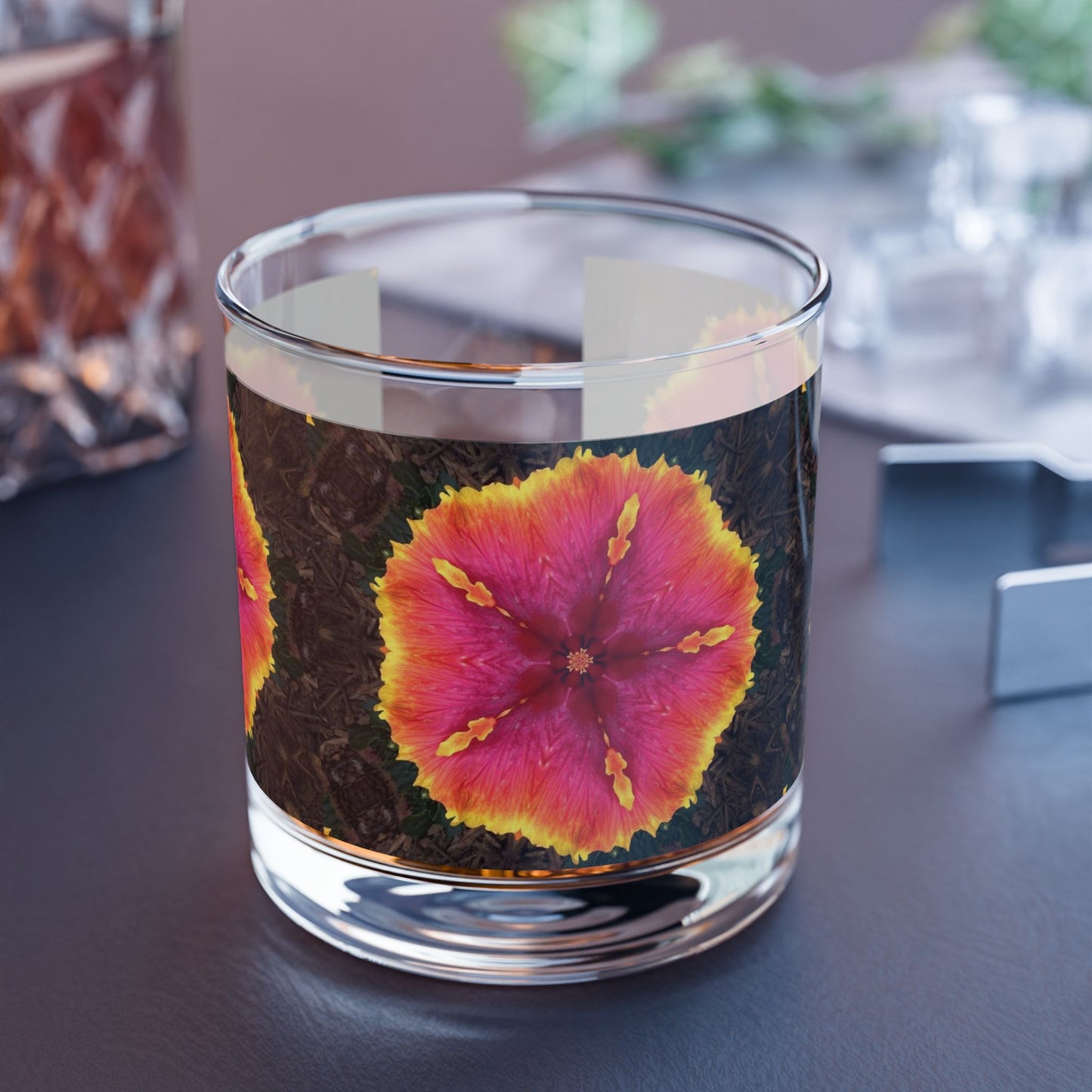 Rocks Glass, 10oz - Hibiscus Kaleidoscope