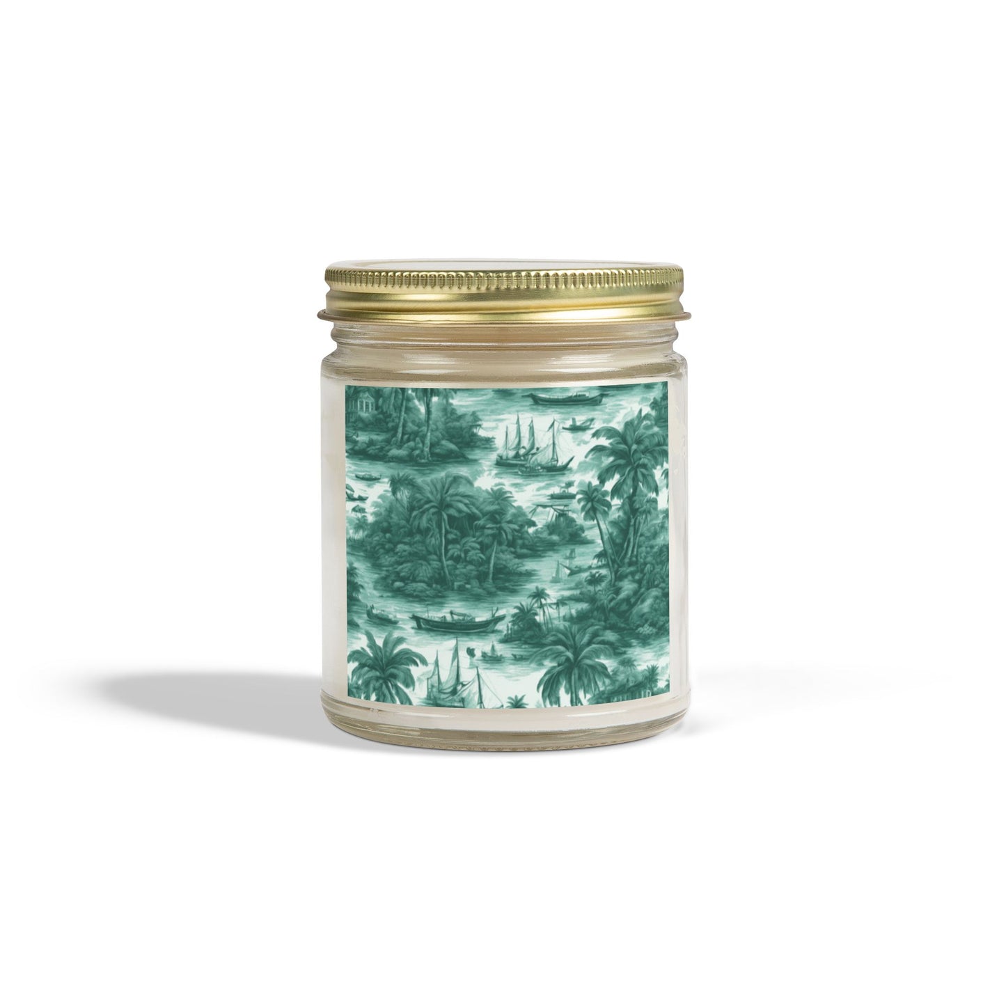 Scented Candles, Coconut Apricot Wax (4oz, 9oz) - Tropical Toile #1, Evergreen