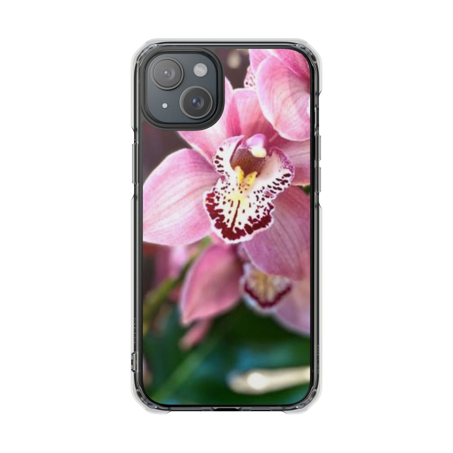 Pink Orchid/Photo Magnetic Clear Phone Case, Many Models