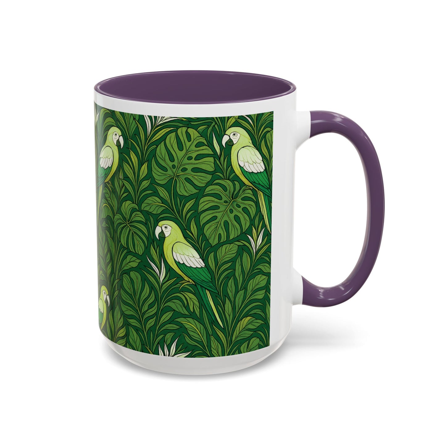 Accent Coffee Mug (11, 15oz), 8 Colors - Parrot Family, Lime