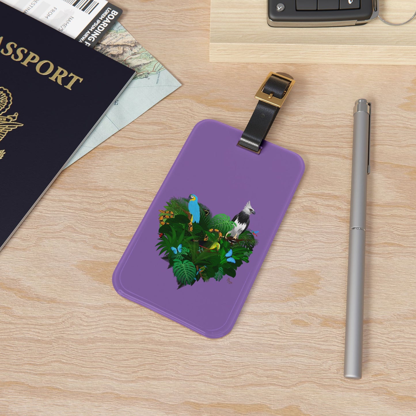 Luggage Tag - Rainforest Love, Lt. Purple