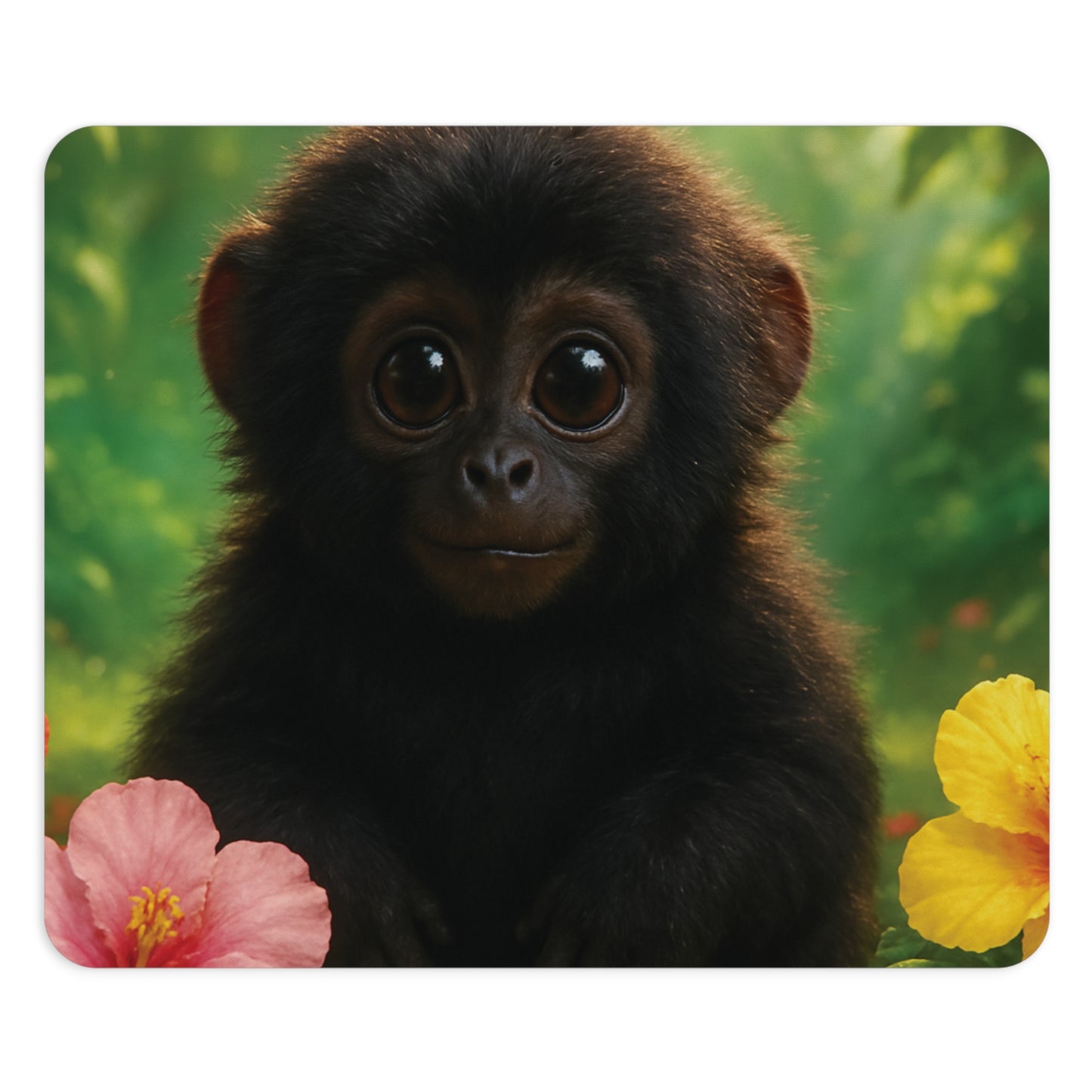 Tropical Mouse Pad, 2 Shapes - Beach Vibes for Home Office & Gamer / Baby Black Howler Monkey