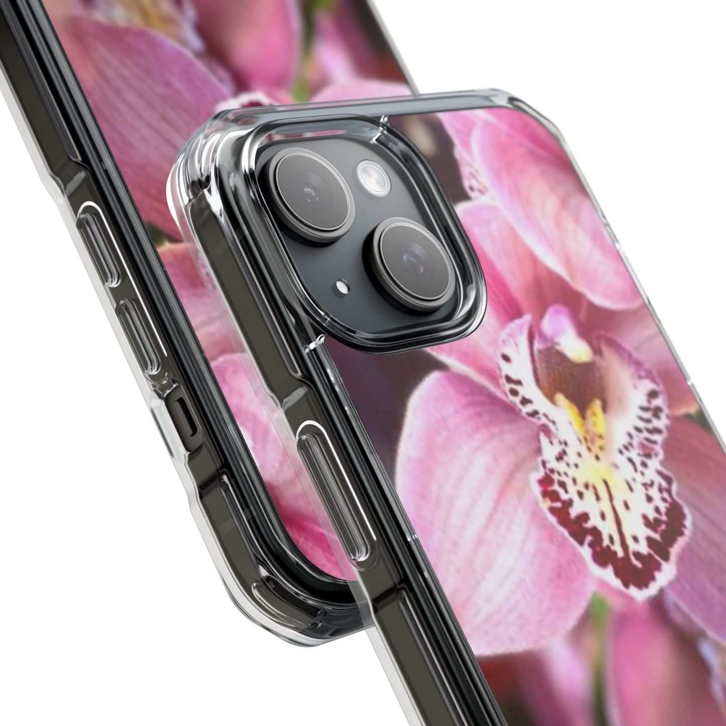 Pink Orchid/Photo Magnetic Clear Phone Case, Many Models