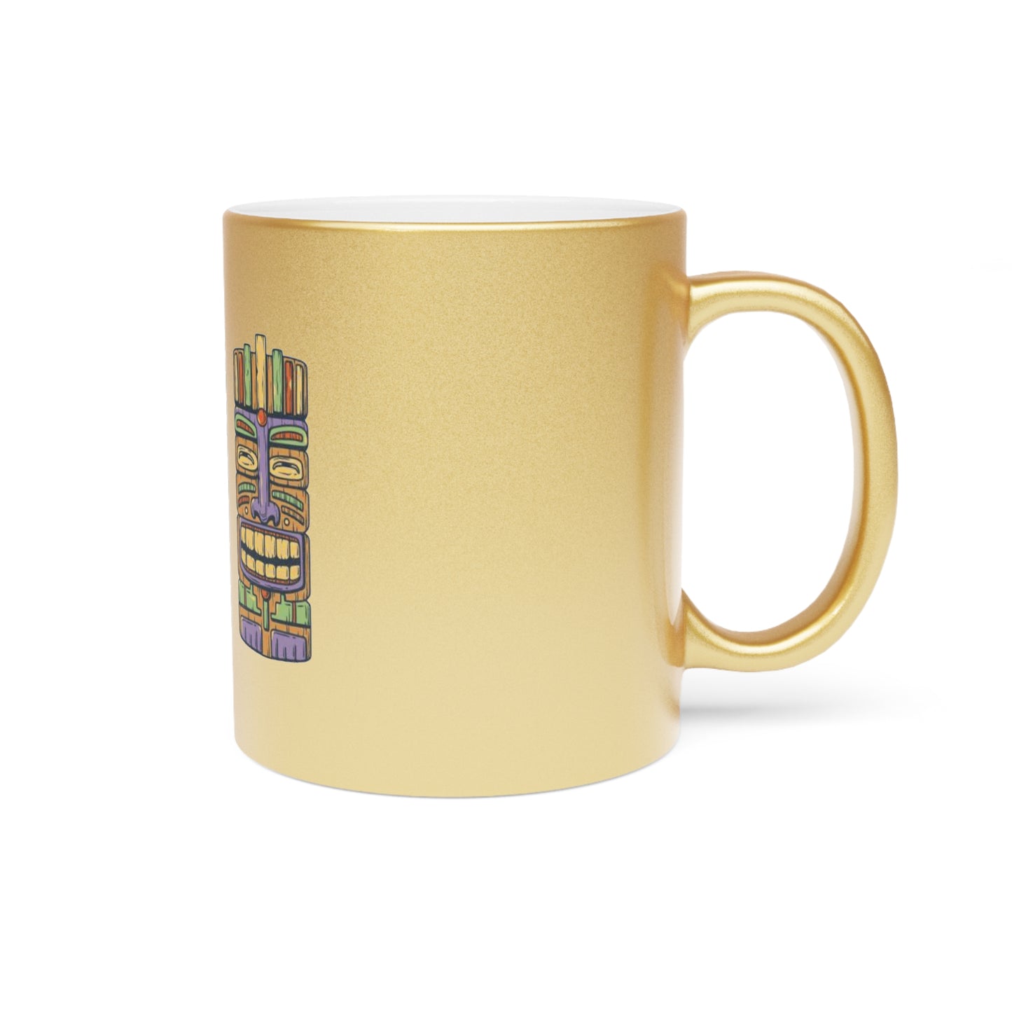 Colorful Totem Design Metallic Mug, Gold or Silver - Three Tiki Bros