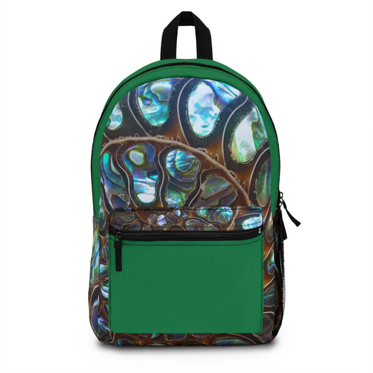 Tropical Backpack  / Ammonite and Abalone, Green