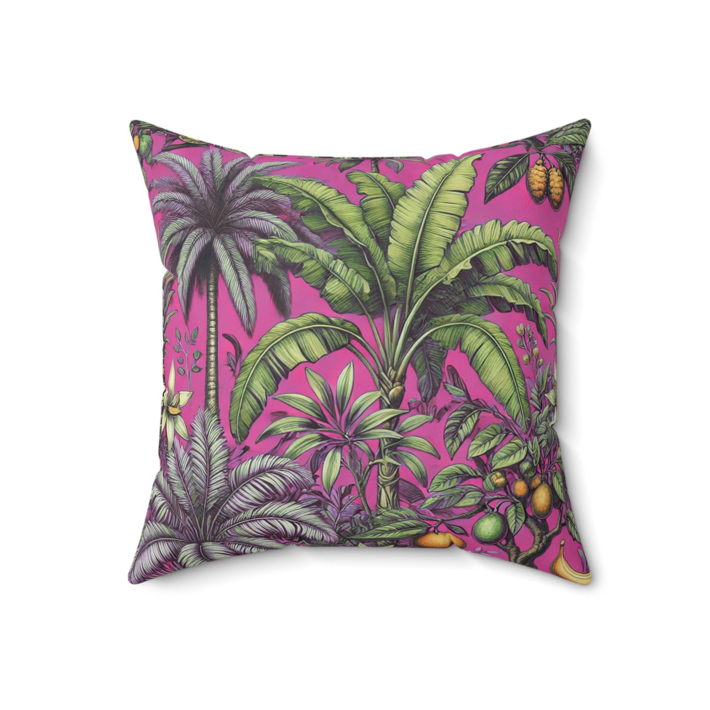 Decorative Pillow - Accent Cushion, 4 Sizes / Tropical Fruit, Hot Pink