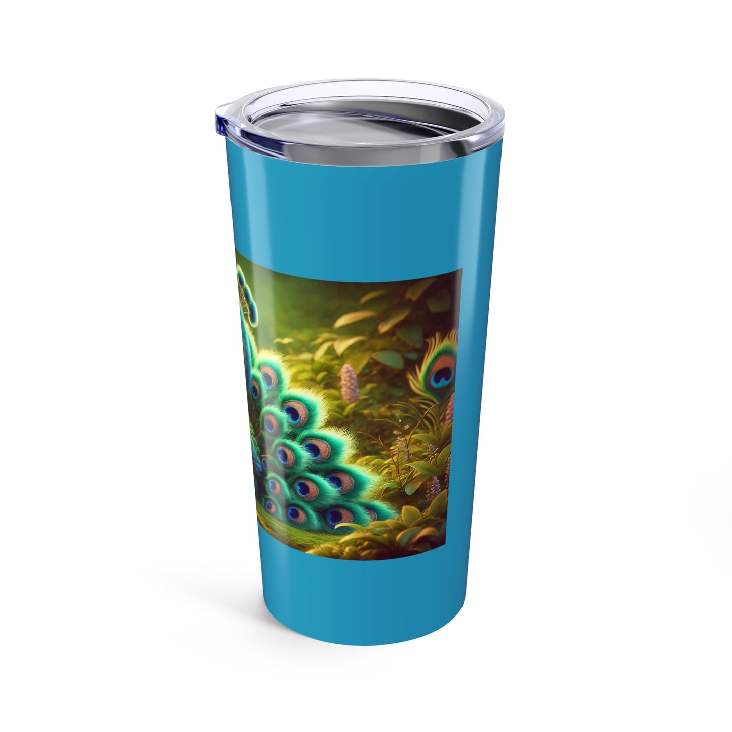 20oz Tropical Glossy Tumbler, Stainless Steel / Baby Peacock, Turquoise