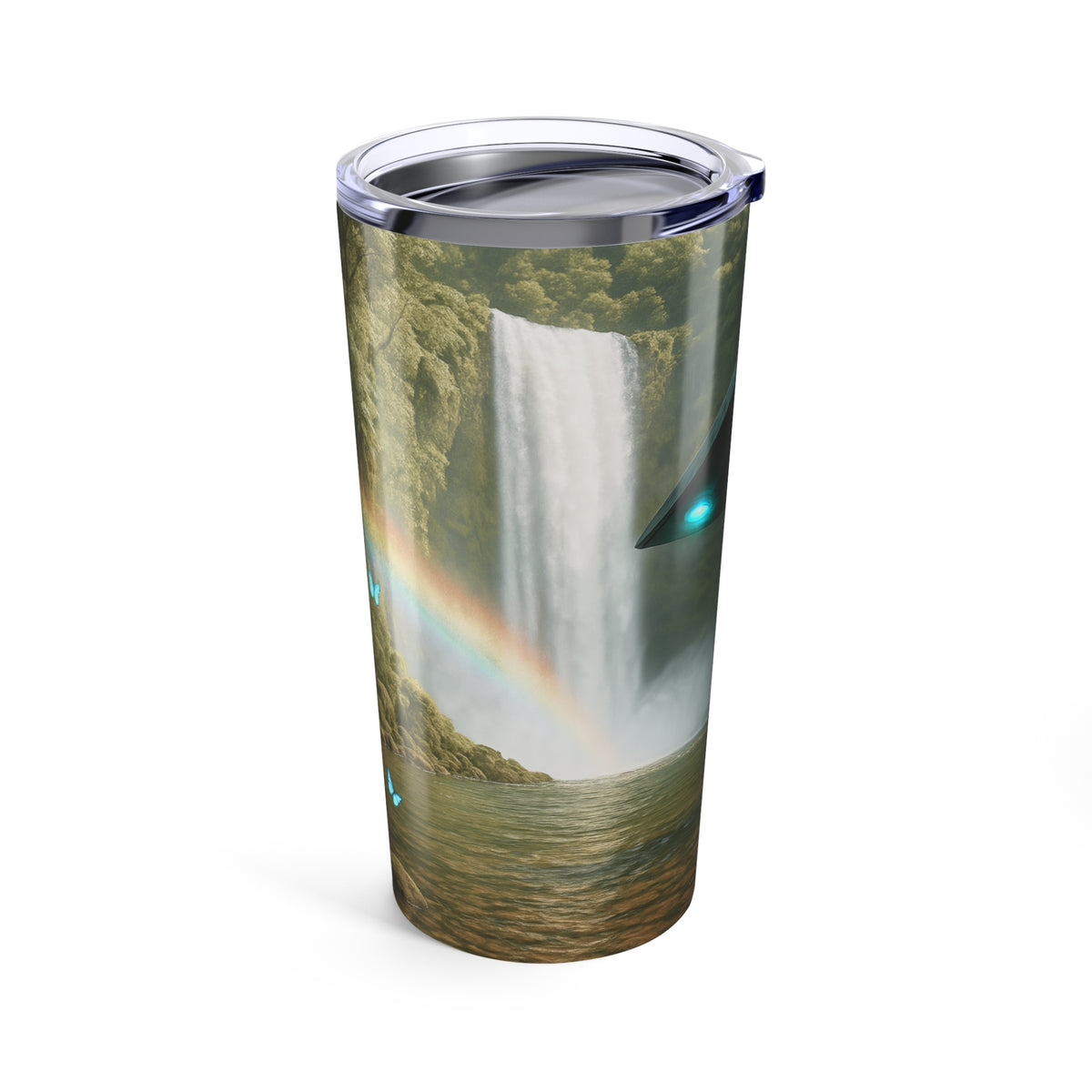 20oz Tropical Glossy Tumbler - UFO and Waterfall
