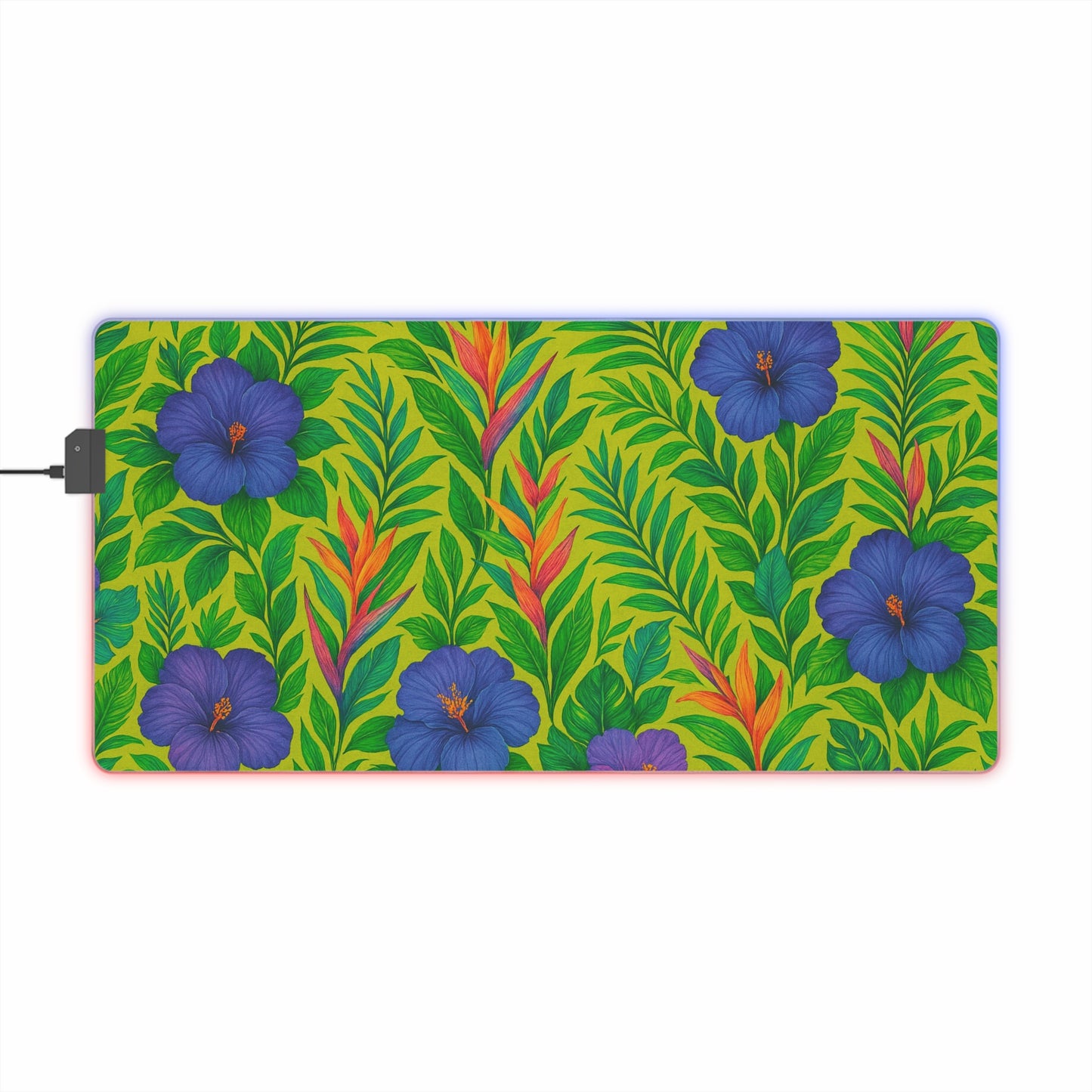 LED Gaming Mouse Pad With Vibrant RGB Lighting, 4 Sizes / Midnight Flower Lime