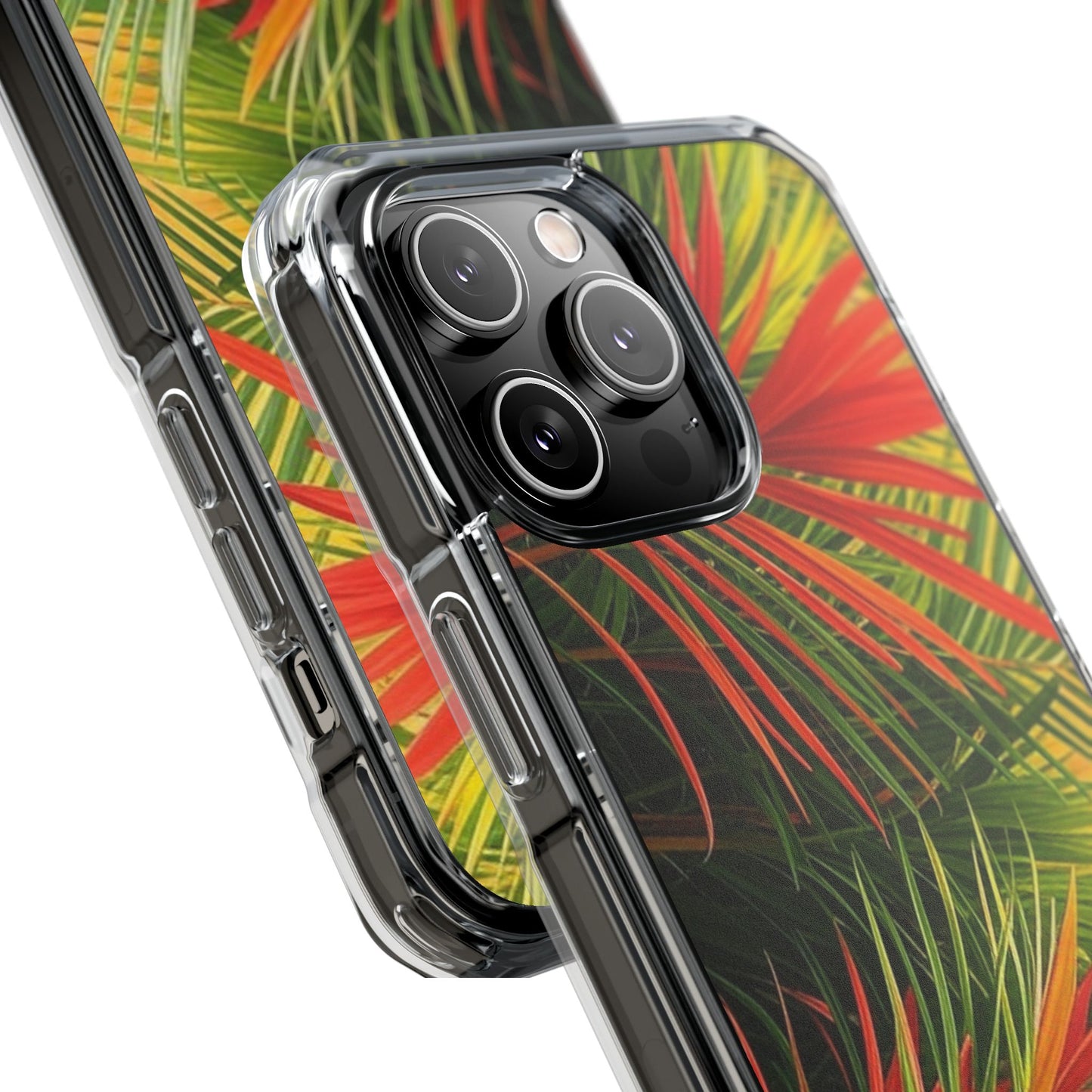 Red Flame Palm Magnetic Clear Phone Case, Many Models