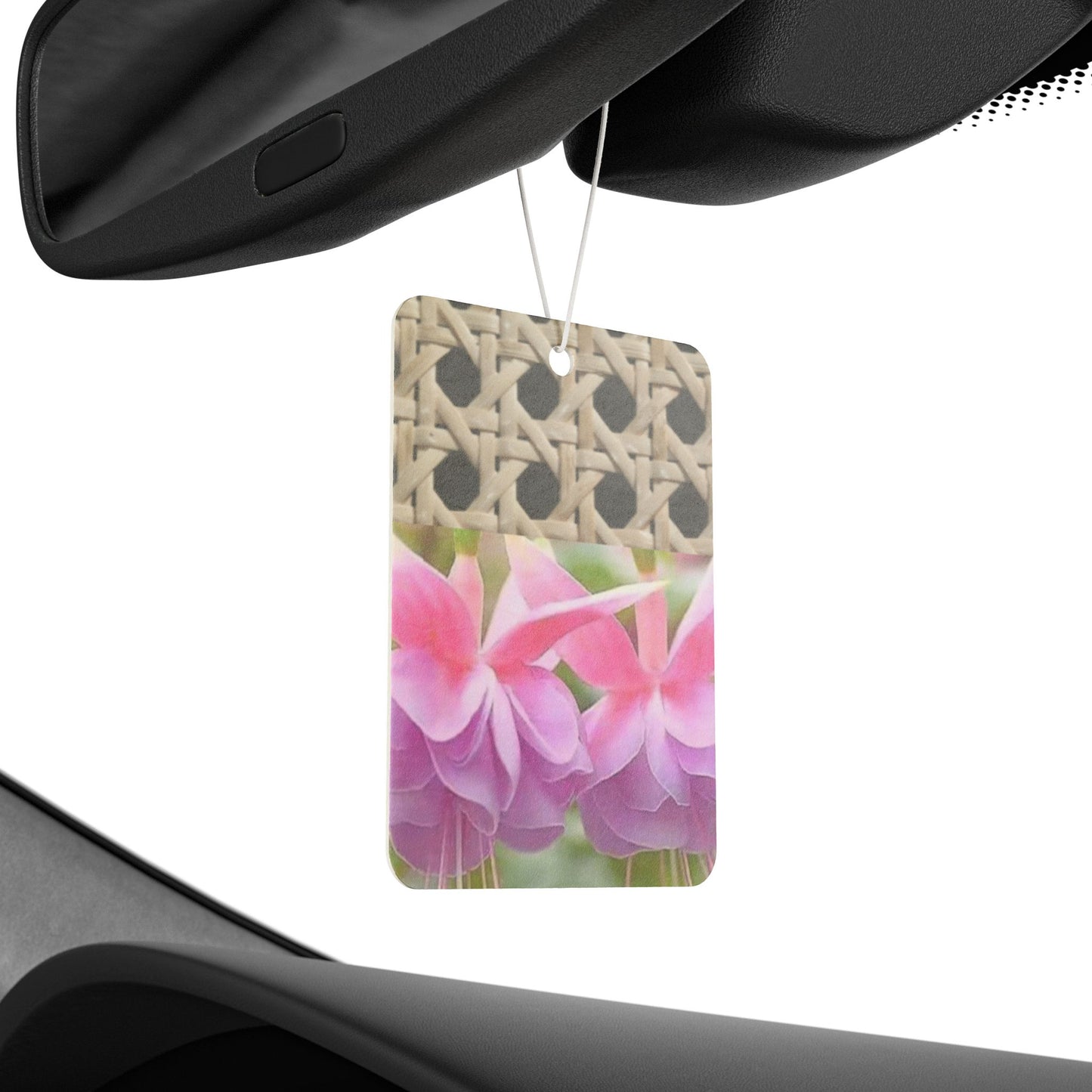 Car Air Freshener - Wicker/Two Fuchsias