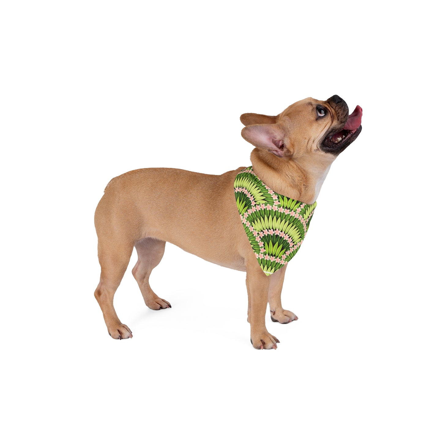 Lime Plumeria and Palms Tropical Pet Bandana, 2 Sizes - Stylish accessory for dogs & cats