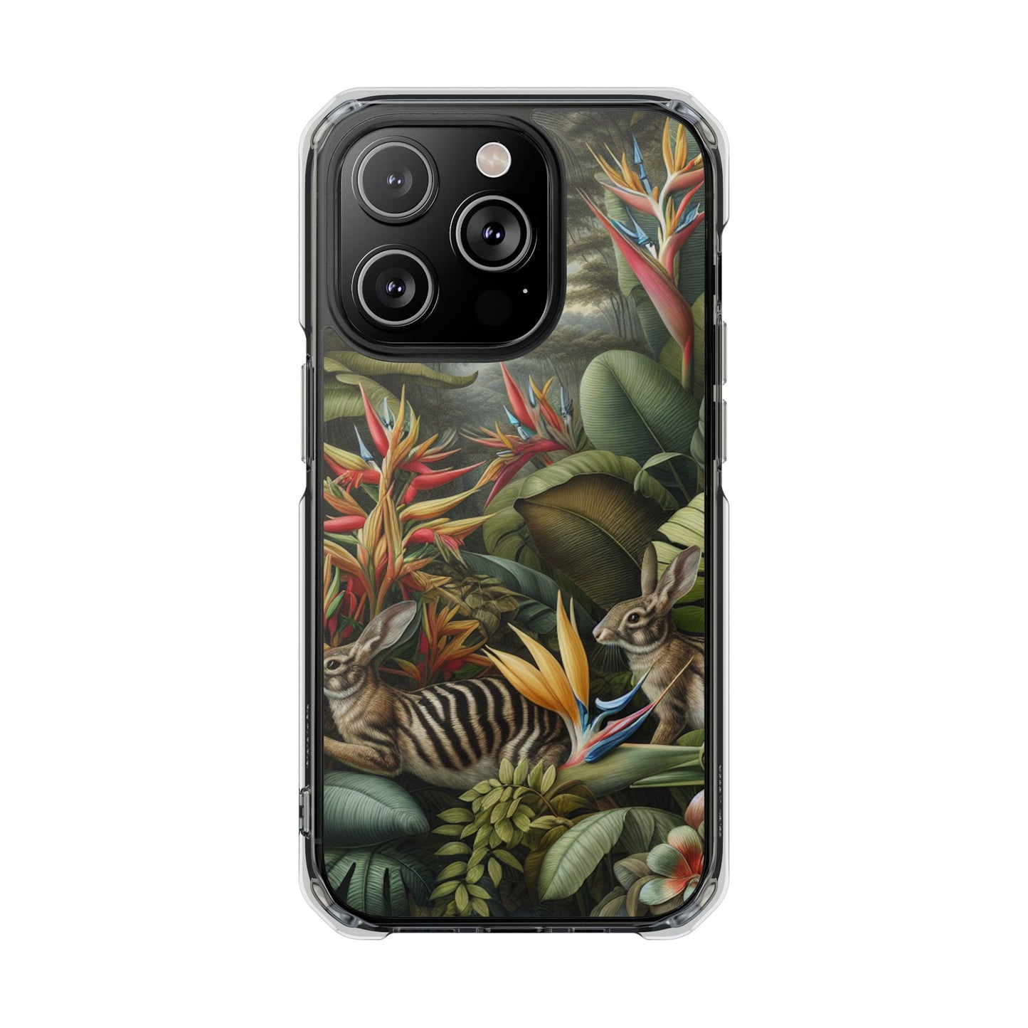 Rainforest Rabbit Outing Magnetic Clear Phone Case, Many Models