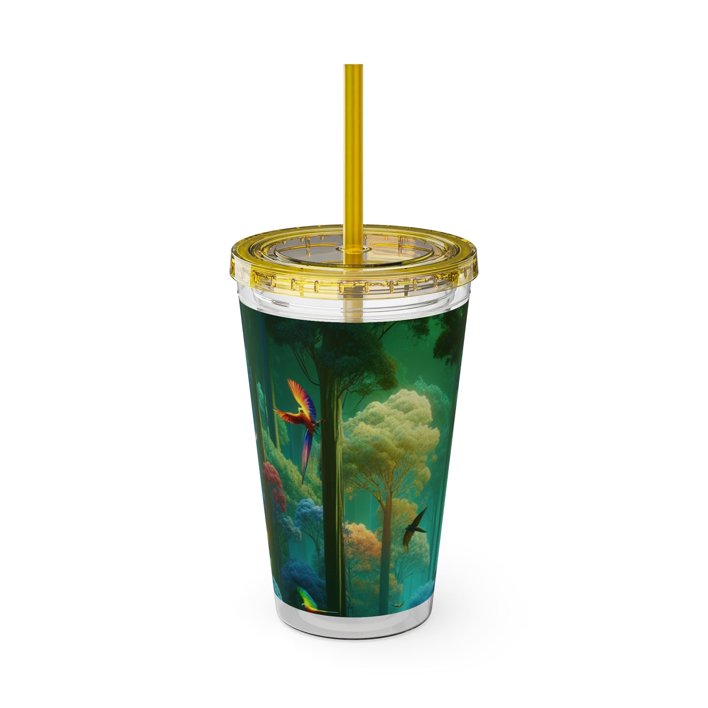 Tropical Tumbler with Straw | 16oz Colorful Travel Cup / Flight School