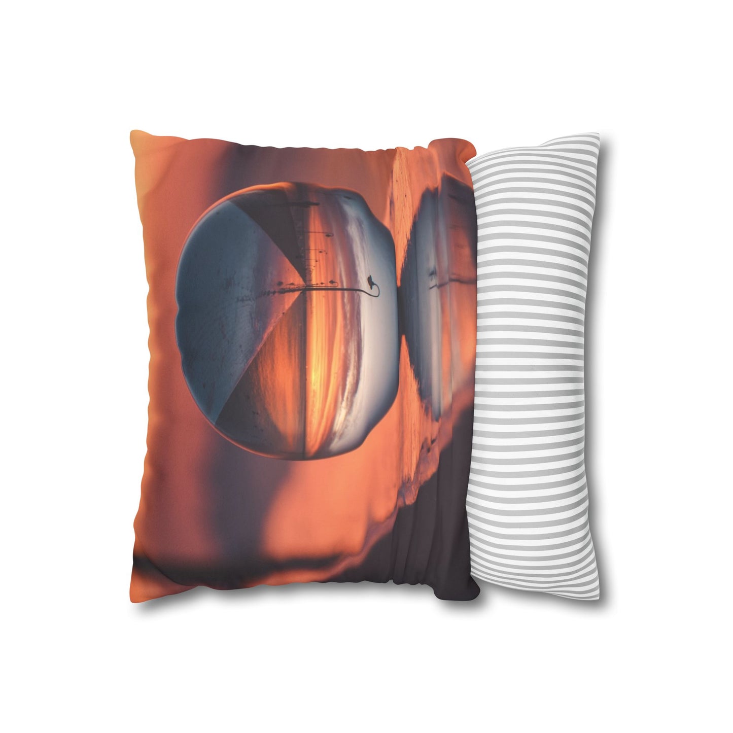 Faux Suede Square Pillowcase - Crystal Ball at Sunset Pier