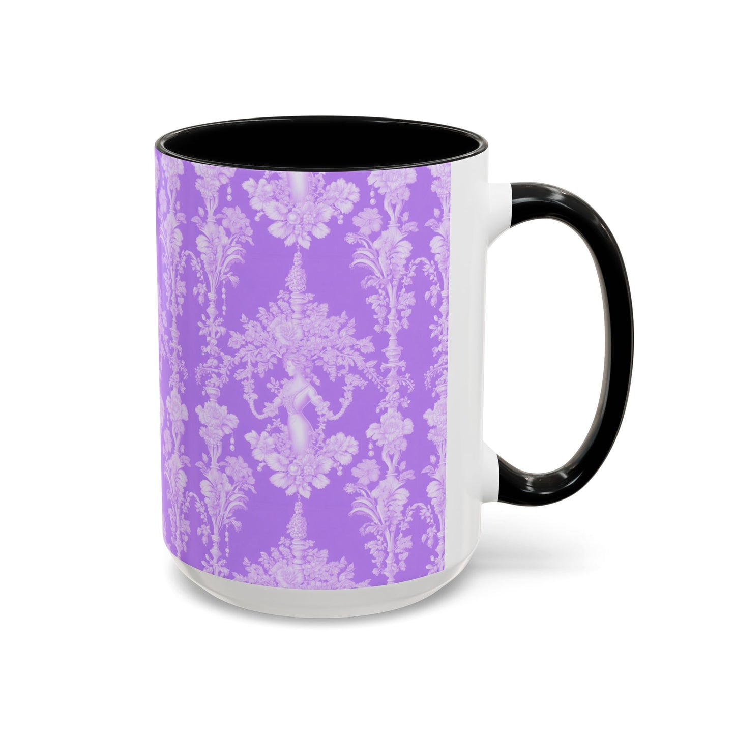 Accent Coffee Mug (11, 15oz), Pearl Lady Toile/Lavender Repeat, Various Colors