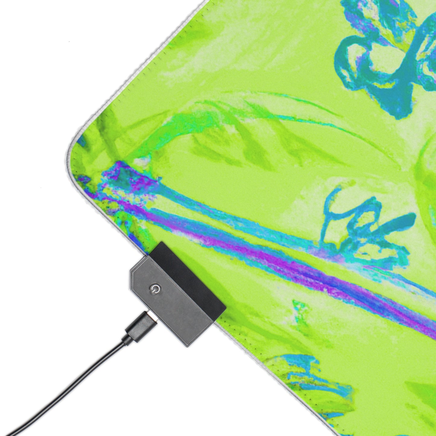 LED Gaming Mouse Pad With Vibrant RGB Lighting, 4 Sizes / Tropical Doodles, Lime